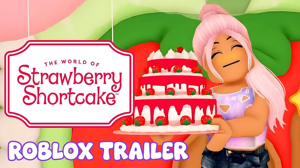 Girl holding strawberry shortcake tiered cake